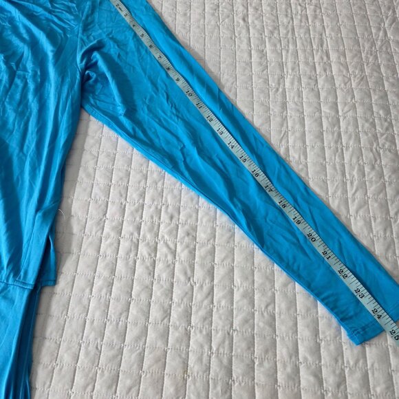 Ramy Brook Blue Draped Long Sleeve Dress M Viscose/Spandex Blend - Picture 9 of 10